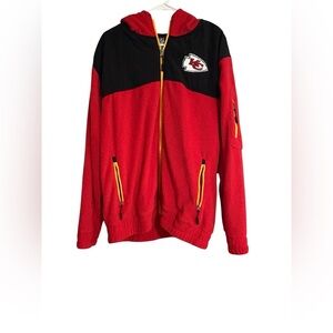 Chiefs NFL Red and Black Puffer Jacket with Hood size:L